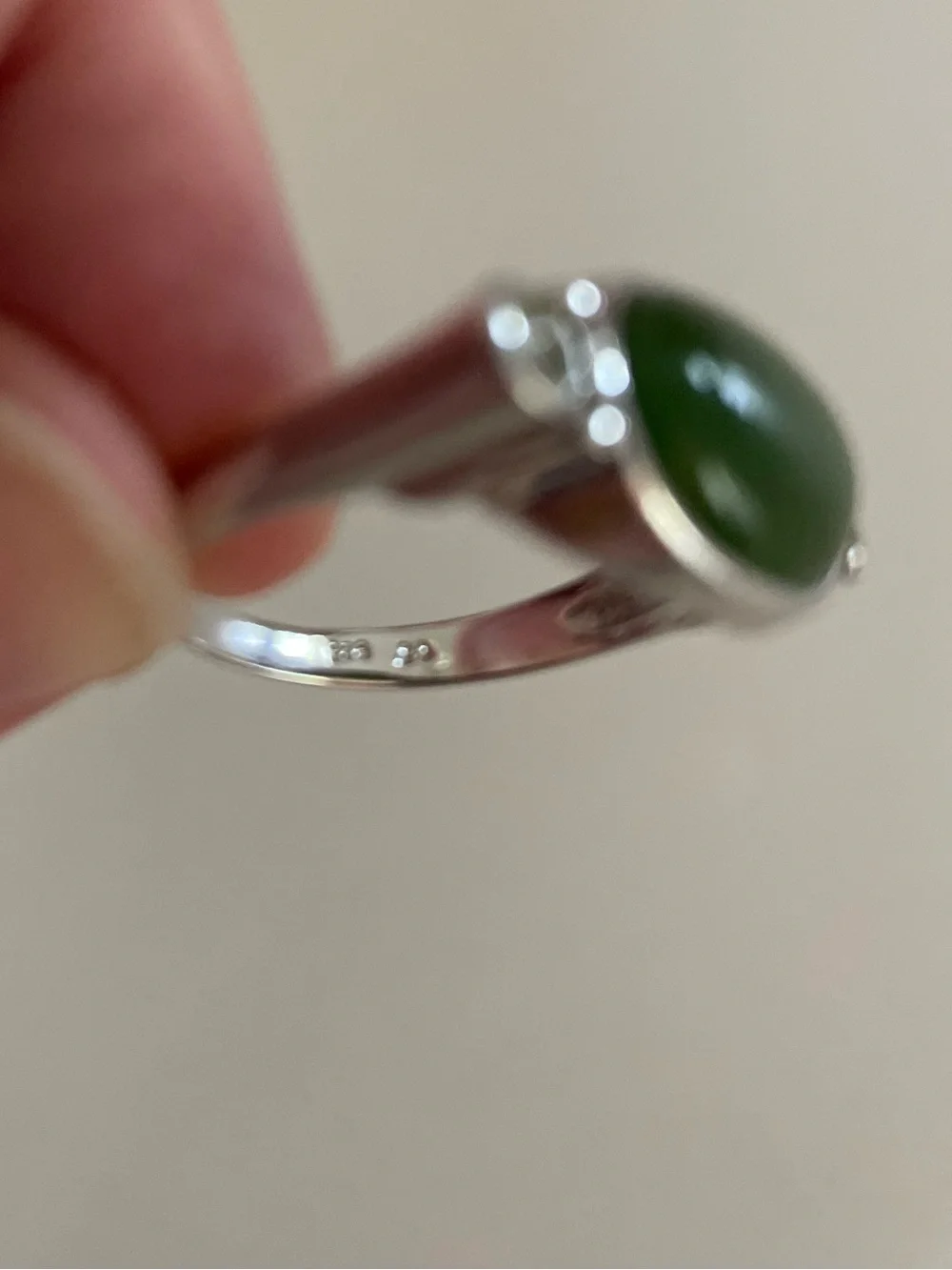 Green Jade and Peridot Sterling Silver Ring